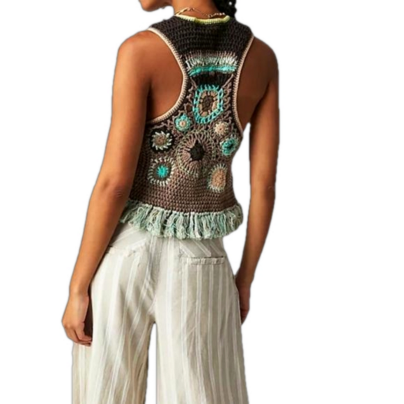 Free People Desert Rose Crochet Vest *Sold Out Style NWT Sz XS - Picture 3 of 7